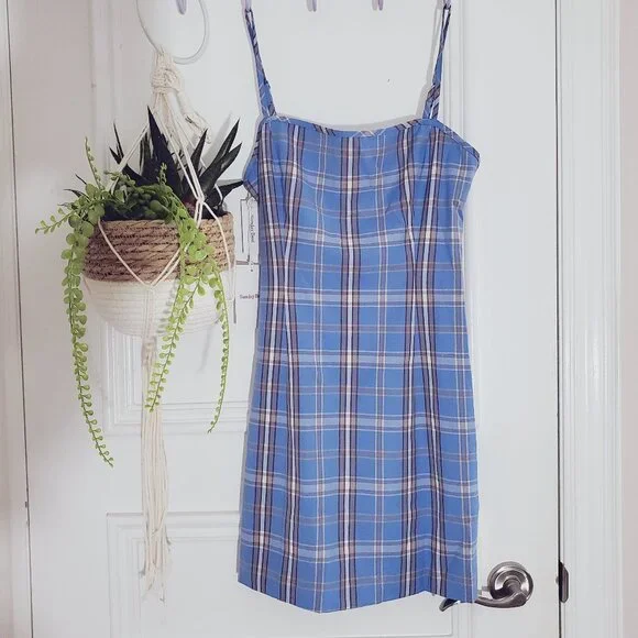 ARITZIA SUNDAY BEST Gerard Azurine Blue/White Plaid Dress NWT - Picture 13 of 16